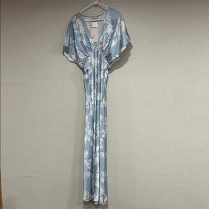 BHLDN Blue and Cream Floral Dress